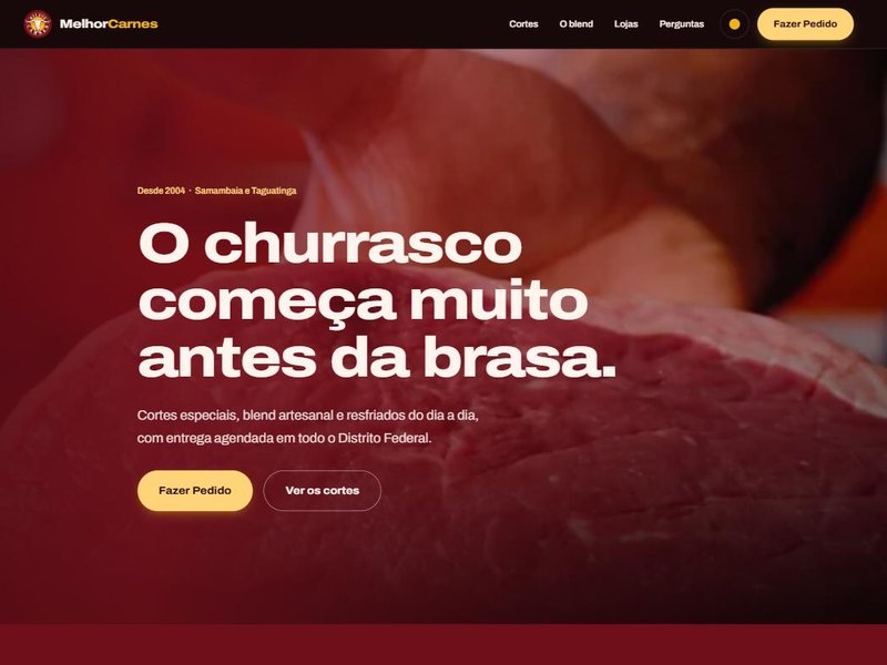 Site do açougue Melhor Carnes, em Samambaia e Taguatinga, desenvolvido pela CRIIDEN
